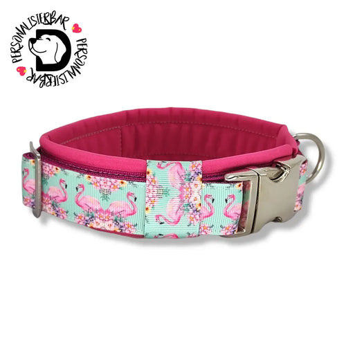 Halsbänder - Halsband 40mm Flamingo Liebe